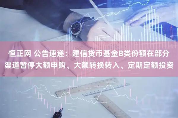 恒正网 公告速递：建信货币基金B类份额在部分渠道暂停大额申购、大额转换转入、定期定额投资